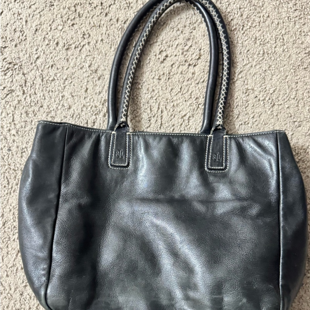 Ralph Lauren Black Leather Tote